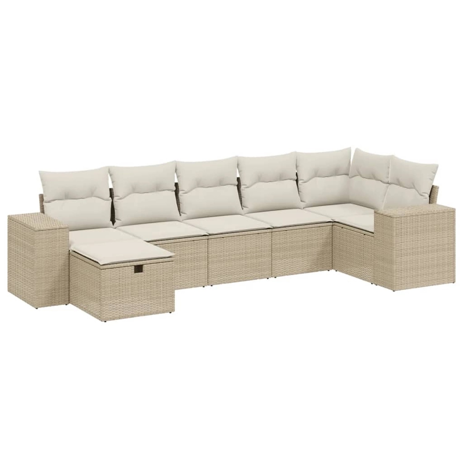 vidaXL 7-Tlg Garten-Sofagarnitur mit Kissen Beige Poly Rattan 3264434 günstig online kaufen