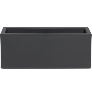 Anthrazitfarbener Ondis24 Balkonkasten Vulkan, 25L, mit Gesteinsoptik.