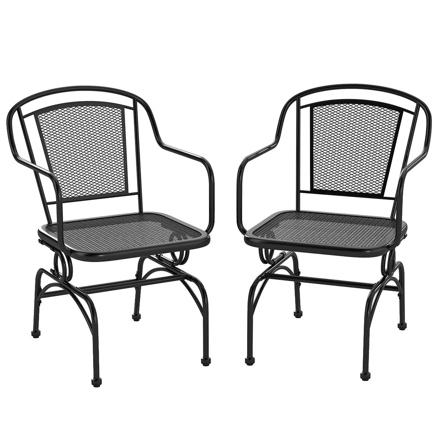 Costway 2er Set Gartenstühle Metall mit Sanfter Schaukelbewegung günstig online kaufen