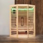 Redsun Deluxe Infrarotkabine XL aus Tannenholz mit Glasfront und Vollspektrumstrahlern.