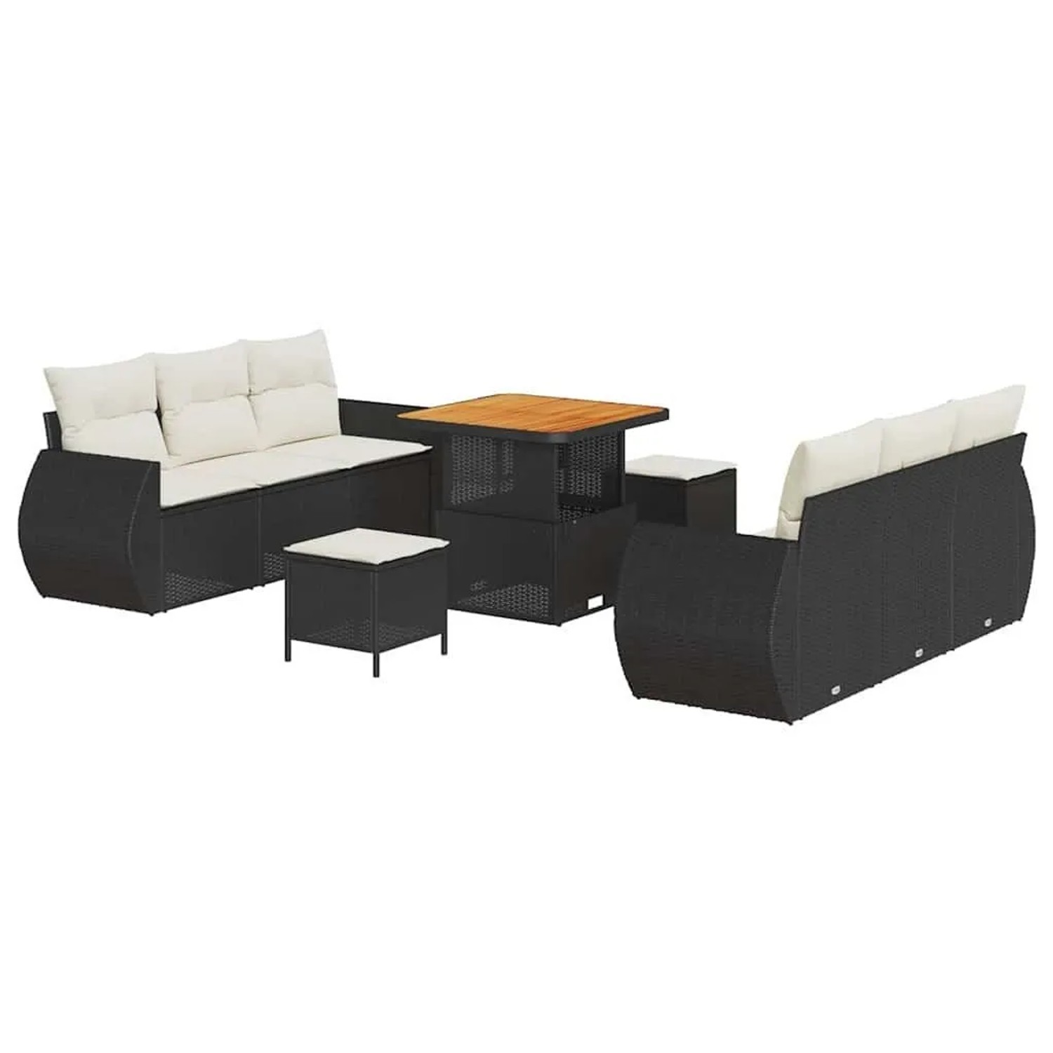 vidaXL Gartensofa-set mit Kissen 9-Tlg Schwarz und Creme Poly-Rattan 336377 günstig online kaufen