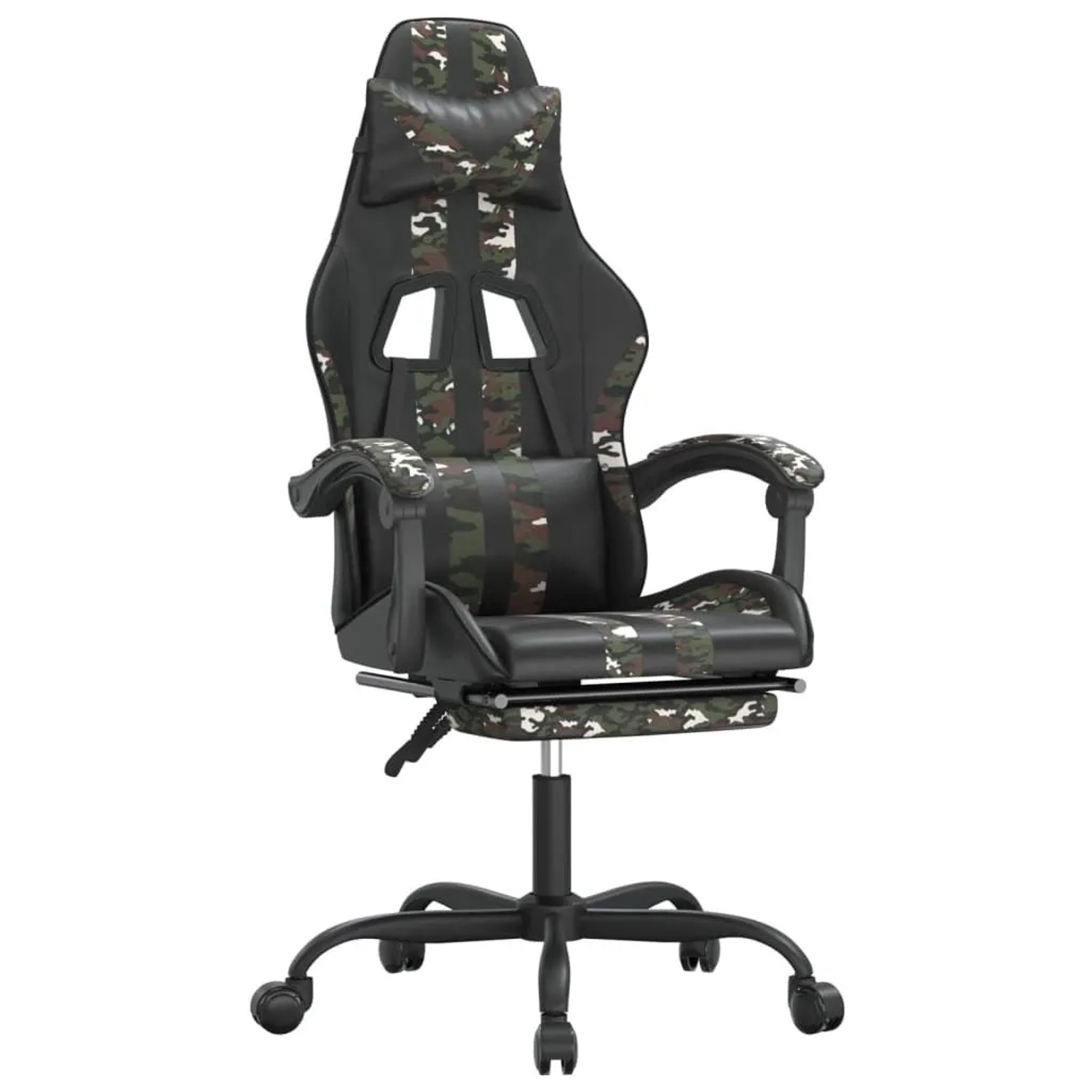 vidaXL Gaming-Stuhl mit Fußstütze Schwarz und Tarnfarben Kunstleder 3143841