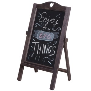 PROREGAL Werbetafel Shabby-Look, grau-braun, aus Paulowniaholz. Klappbare Kreidetafel mit Herz-Detail und Schriftzug.