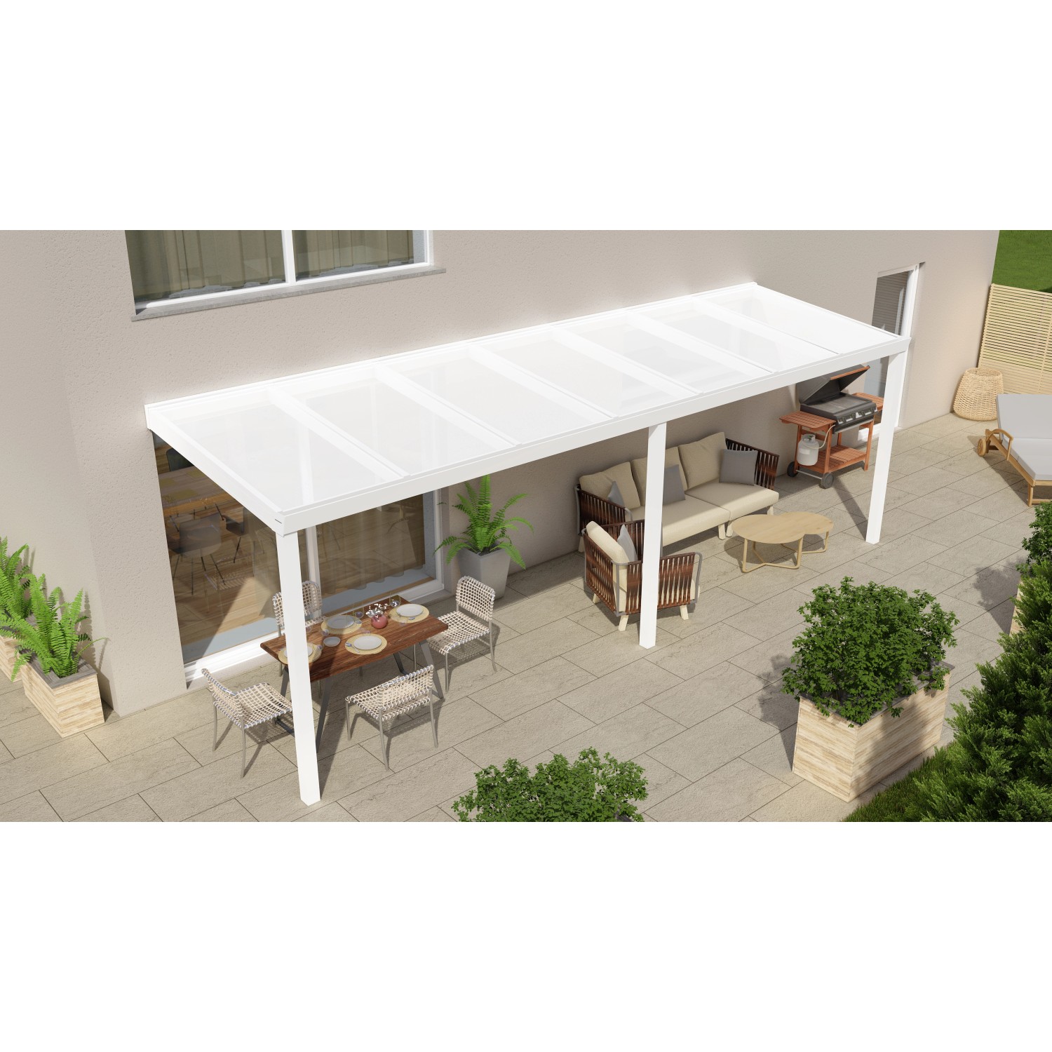 Terrassenüberdachung Professional 700 cm x 200 cm Weiß PC Opal günstig online kaufen