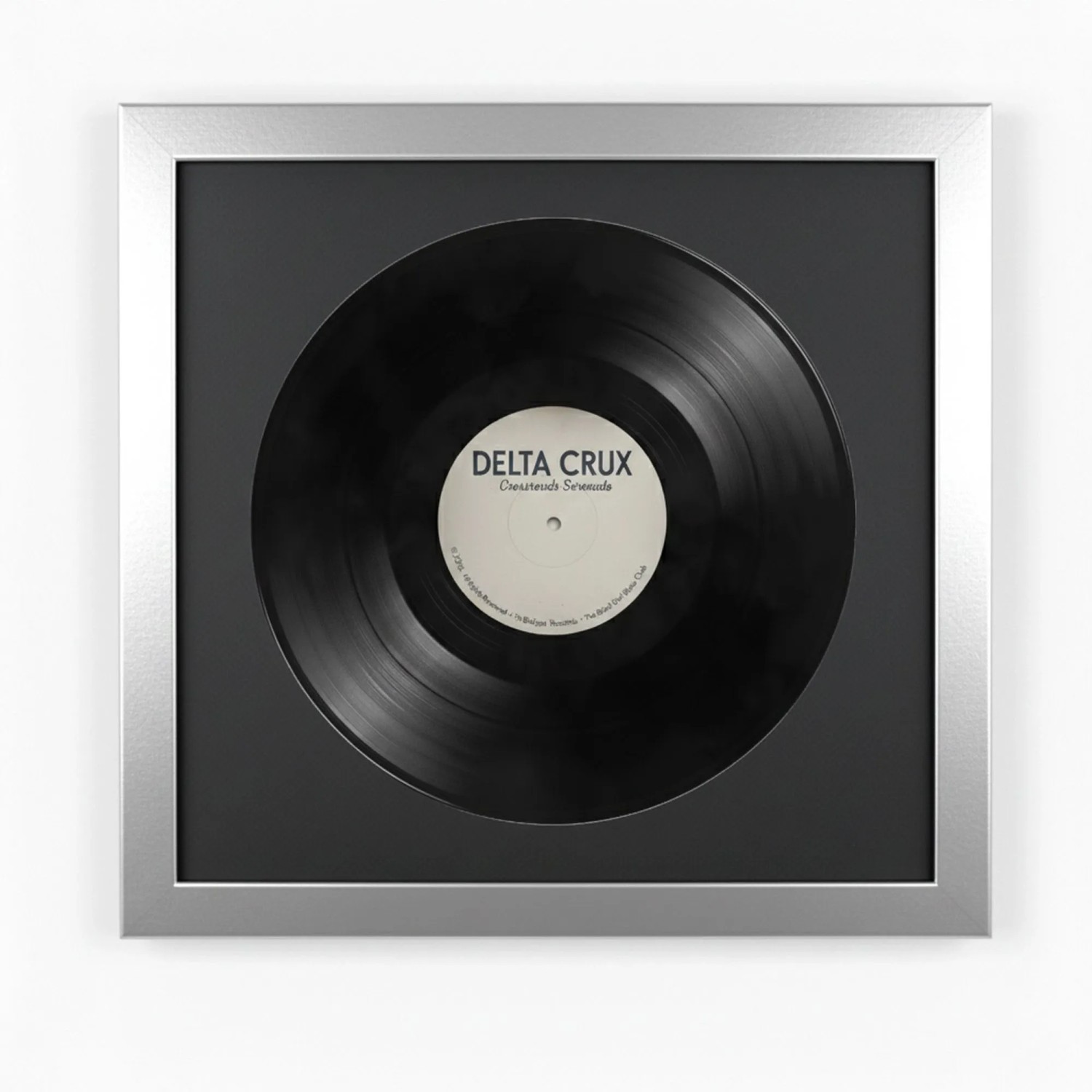 K-Möbel Schallplatten Rahmen Silber 40x40cm mit Schwarzem Passepartout für die Vinyl