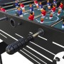 Detailansicht des schwarzen Cougar Tischkicker Scorpion Kick TS mit Griff und Spielfiguren.