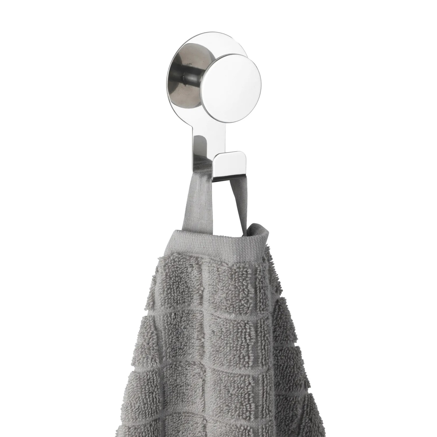 Wenko Wandhaken Blandas, Chrom, Edelstahl, mit Handtuch. Glänzender Handtuchhalter zur Wandmontage.