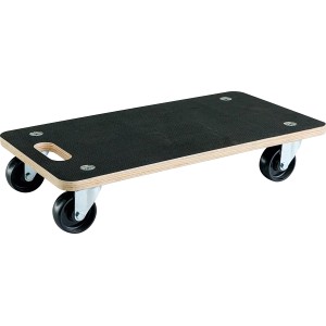 Rechteckiges Transportbrett TER-400-M mit 4 Rollen, bis 400 kg belastbar. Ideal für den Transport auf Teppich.