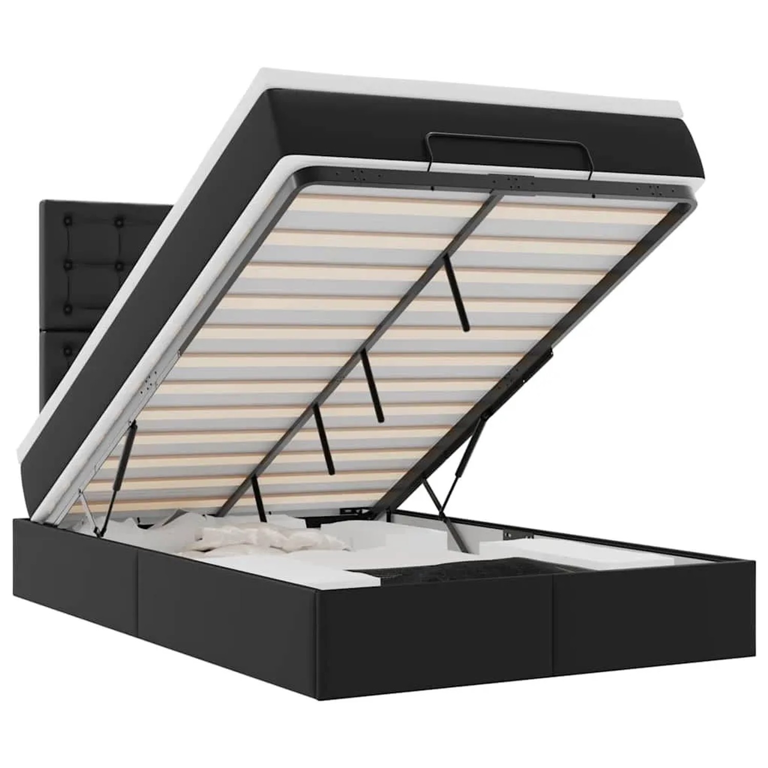 vidaXL Ottoman-Bett mit Matratze und LEDs Schwarz 120x190 cm Kunstleder 3313840