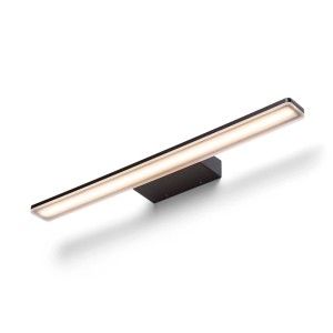 Rendl MAREA 60 schwarze LED-Wandleuchte aus Metall, linear, IP44, für Spiegelmontage, warmweißes Licht.