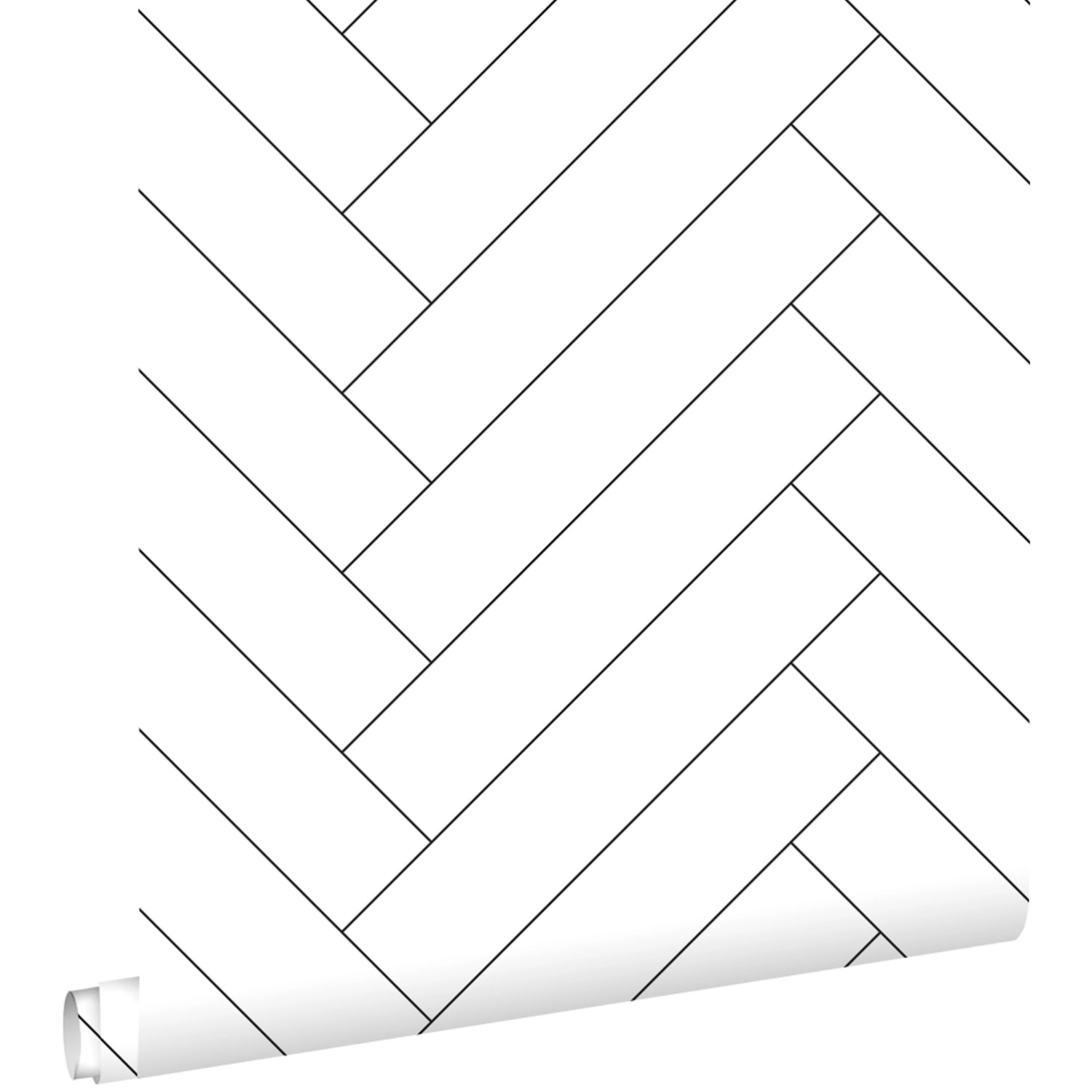 ESTAhome Tapete Fischgrätmuster Schwarz-Weiß 53 cm x 10.05 m günstig online kaufen