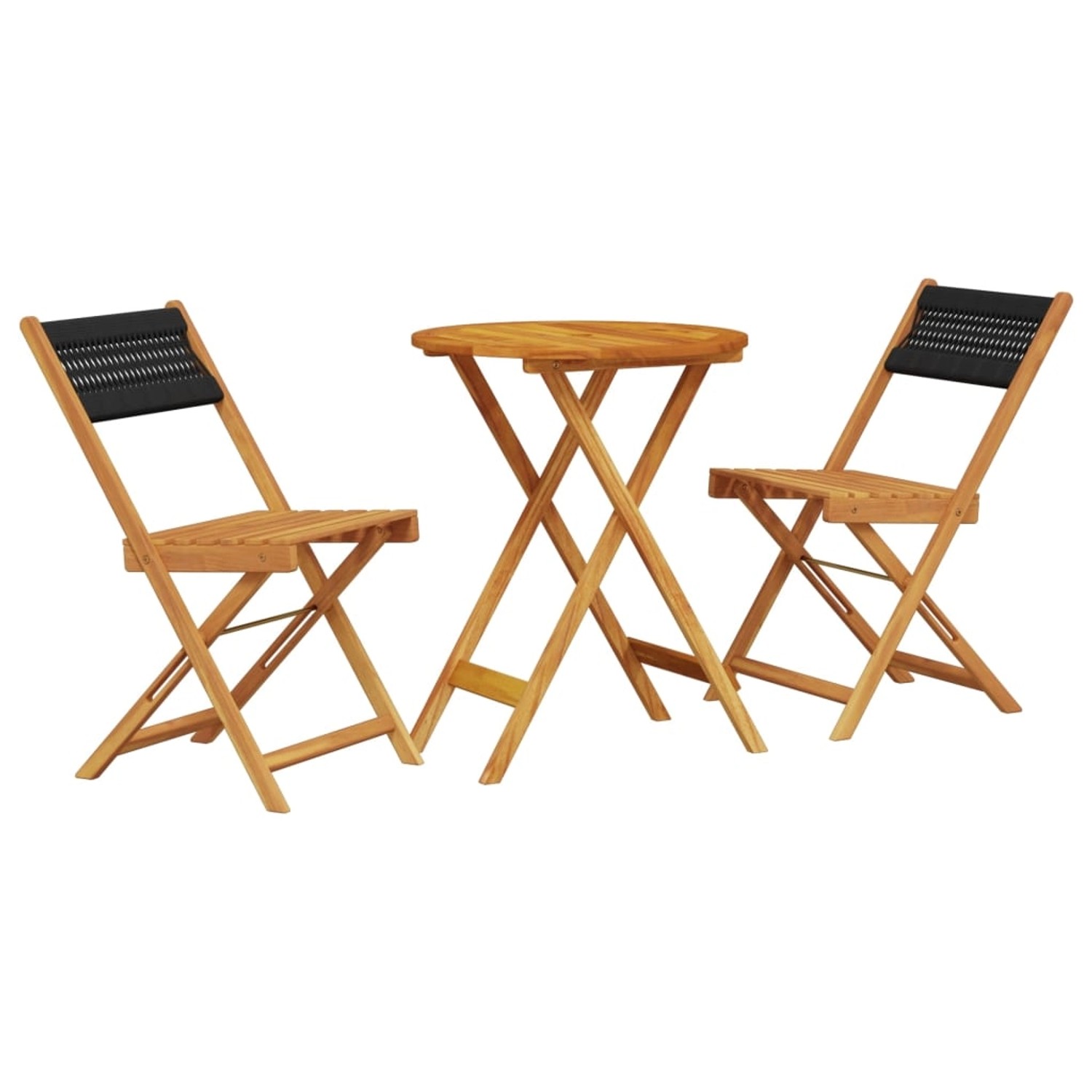 vidaXL 3-tlg Bistro-Set Schwarz Polypropylen und Massivholz Modell 3