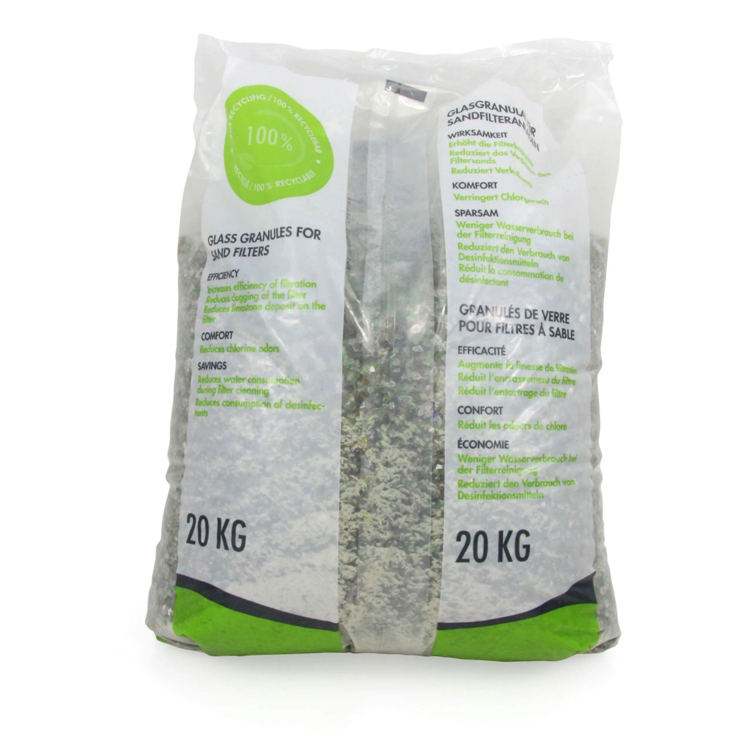 Sack Höfer Chemie Glasgranulat 2-5mm, 40x20kg für Sandfilteranlagen.