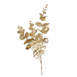 Goldener Eukalyptus-Zweig, 63 cm, ideal für festliche Deko & Blumenarrangements.
