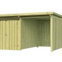 Weka Lagerhaus aus Holz mit Anbaudach, 389x288 cm, naturbelassen.
