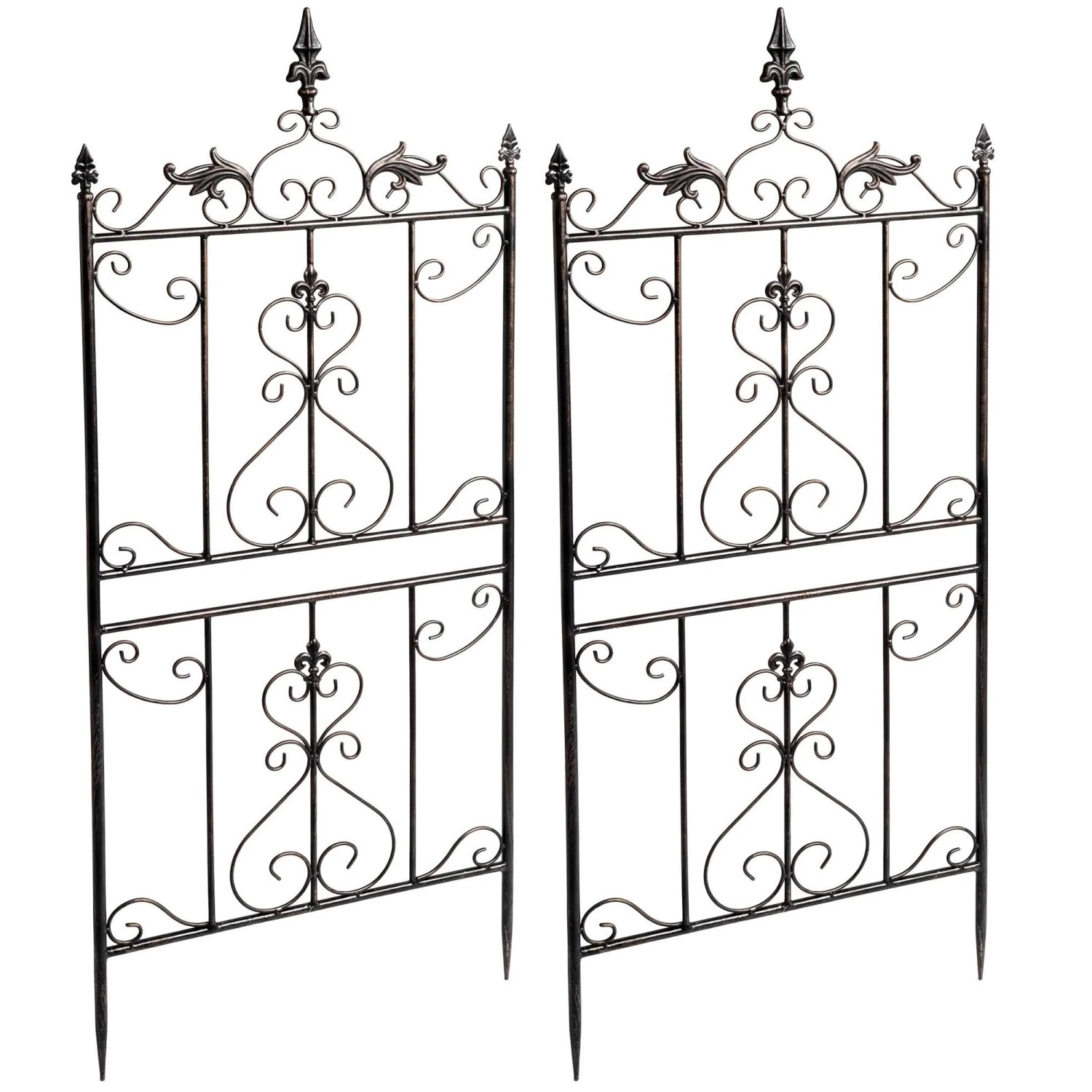DELUKE Rankgitter INES 2er Set 51x3x124cm Metall Bronze Rankhilfe Kletterpflanzen Gartendekoration
