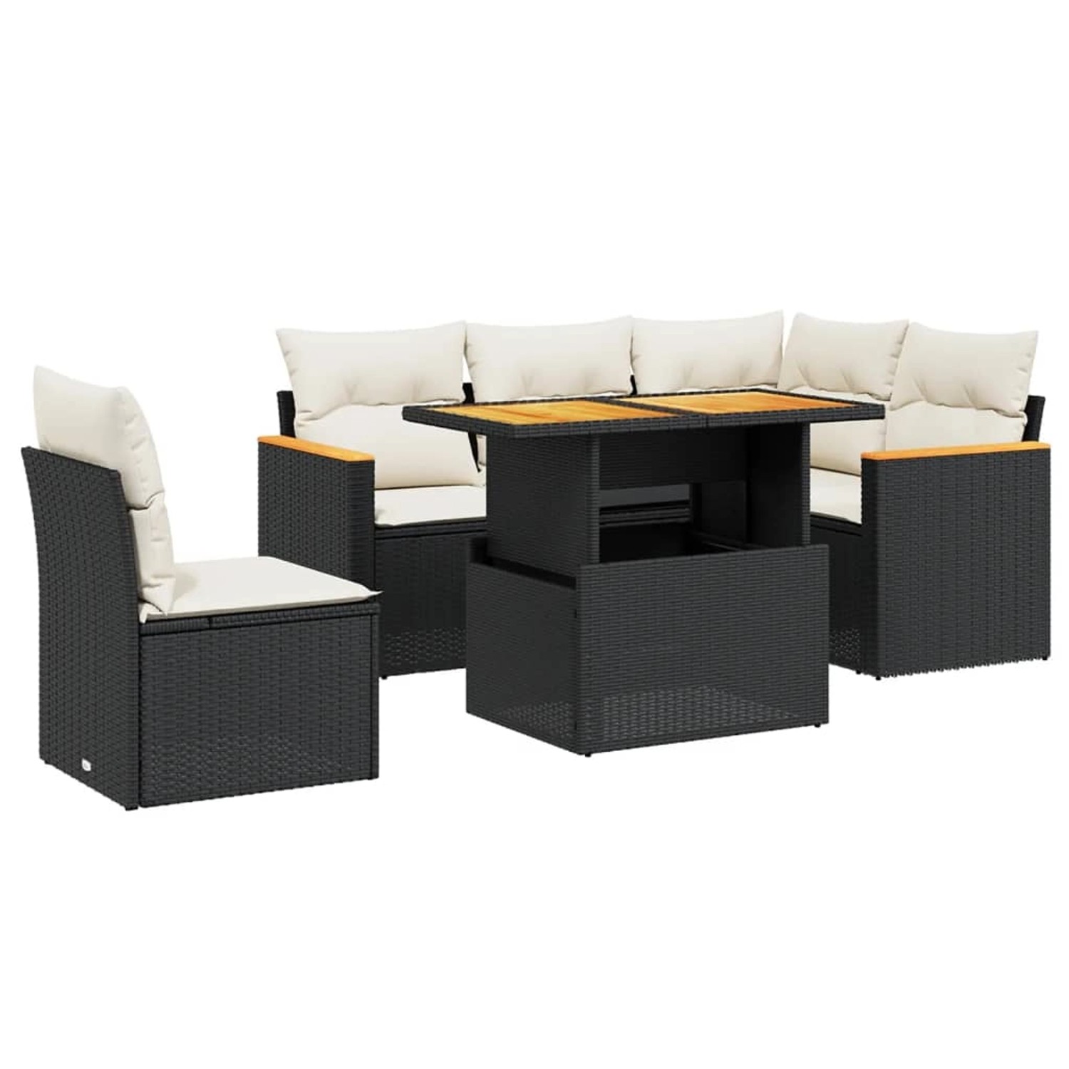vidaXL 6-Tlg Garten-Sofagarnitur mit Kissen Schwarz Poly Rattan 3273079 günstig online kaufen