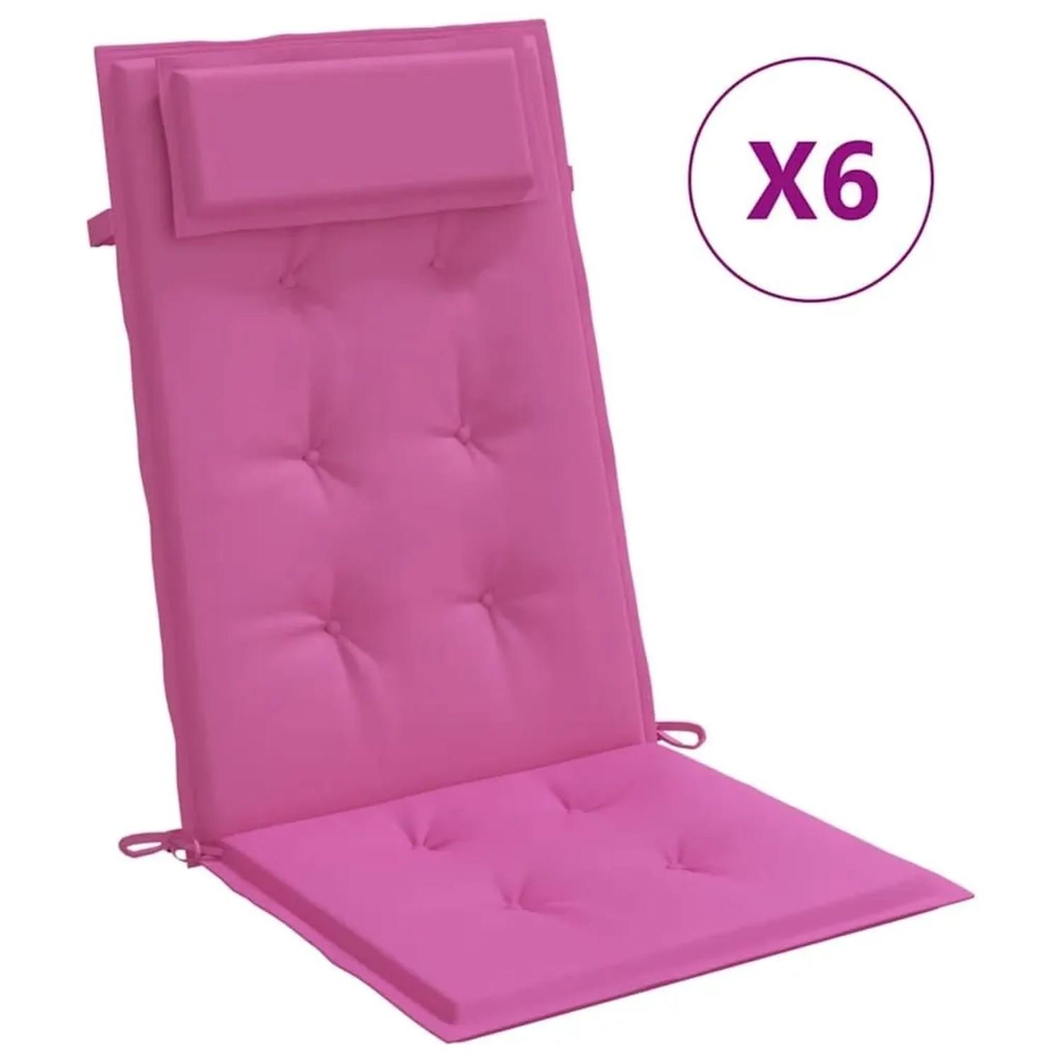6er Set rosa Hochlehner Auflagen aus Oxford-Gewebe für Gartenstühle.