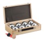 Relaxdays Boule Kugeln im Set Stahl Silber mit Holzkoffer und Abstandsmesser 20 x 35 x 9 cm 6,4 kg