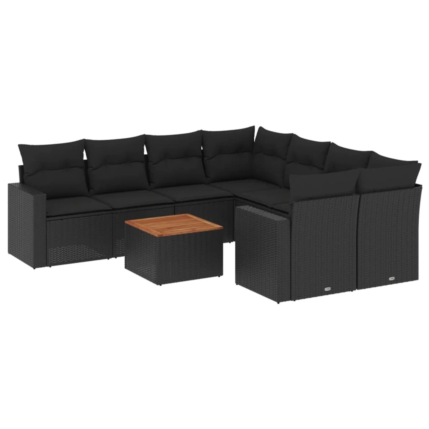 vidaXL 9-Tlg Garten-Sofagarnitur mit Kissen Schwarz Poly Rattan 3256377 günstig online kaufen
