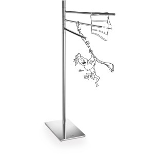 Freistehender, schwenkbarer baliv Handtuchhalter ST-6900 mit 3 Stangen, Chrom-Optik.