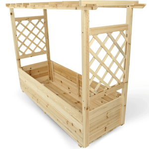 Holz4home Pflanzkasten XL mit Dach aus Tannenholz und Vlieseinlage.