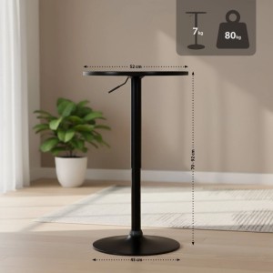 CLP Stehtisch Xanten schwarz, höhenverstellbar, runde Holzplatte Ø 52 cm, stabiles Stahlgestell, 80 kg Traglast.