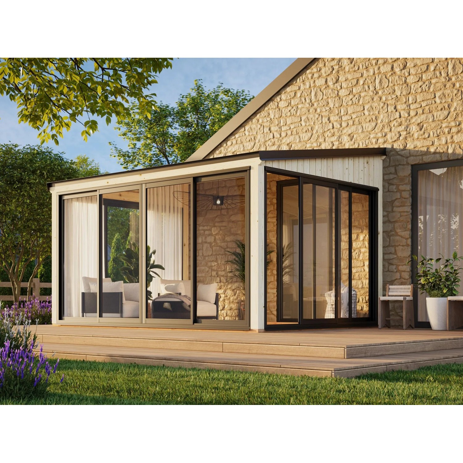 Palmako Holz-Gartenhaus Lumi Slide Plus Pultdach Unbehandelt 420 cm x 297 cm