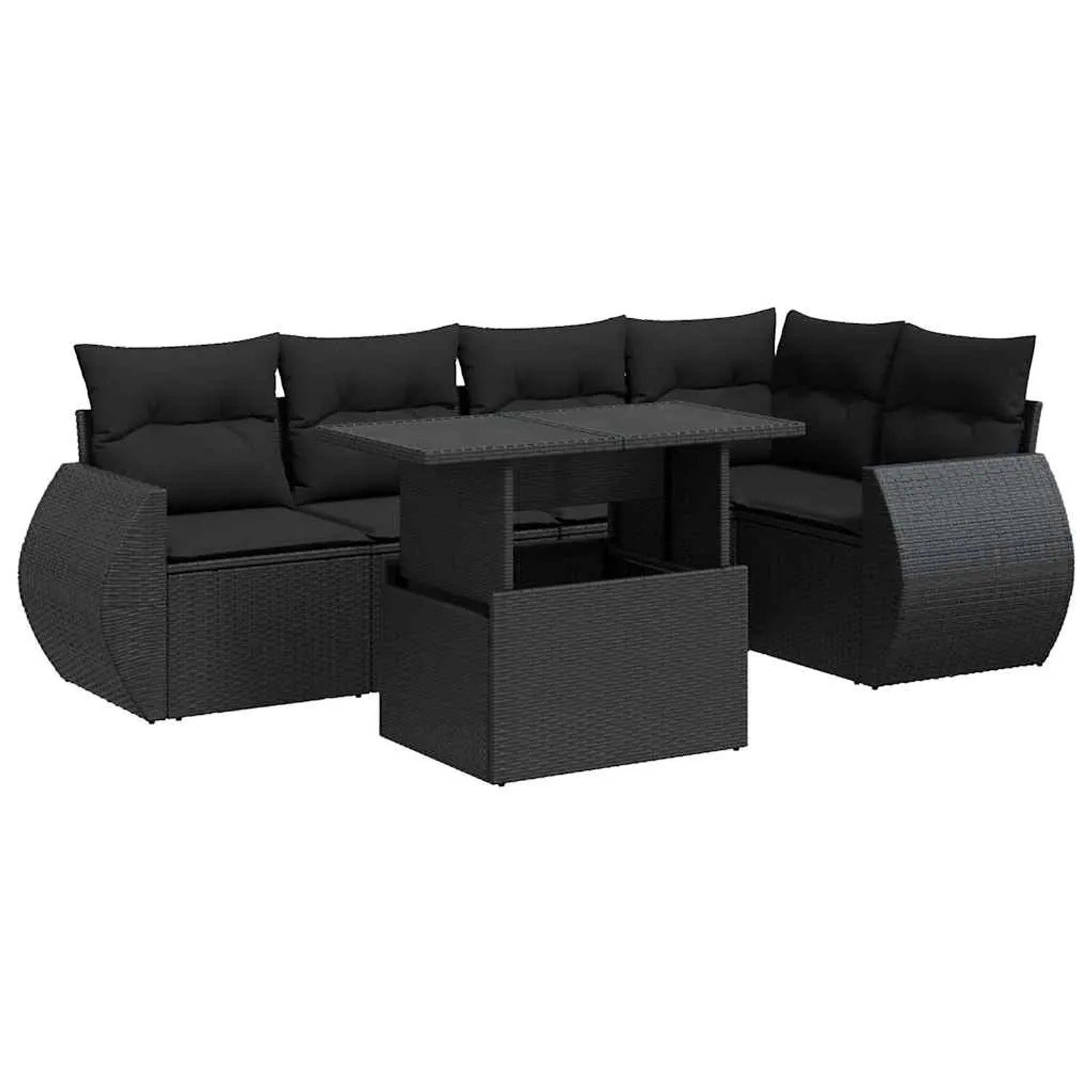 vidaXL 6-Tlg Garten-Sofagarnitur mit Kissen Schwarz Poly Rattan 3326636 günstig online kaufen