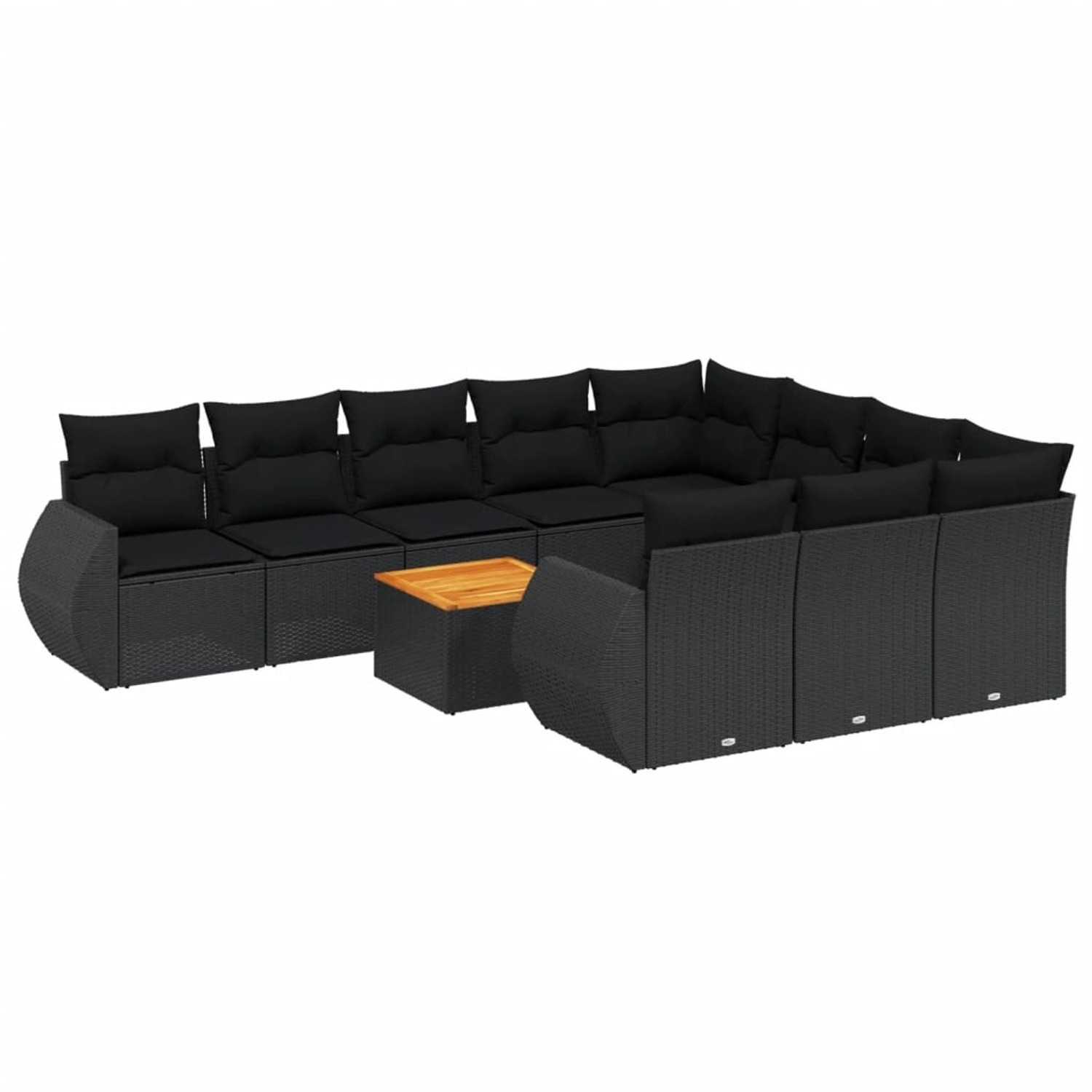 vidaXL 11-Tlg Garten-Sofagarnitur mit Kissen Schwarz Poly Rattan 3257511 günstig online kaufen