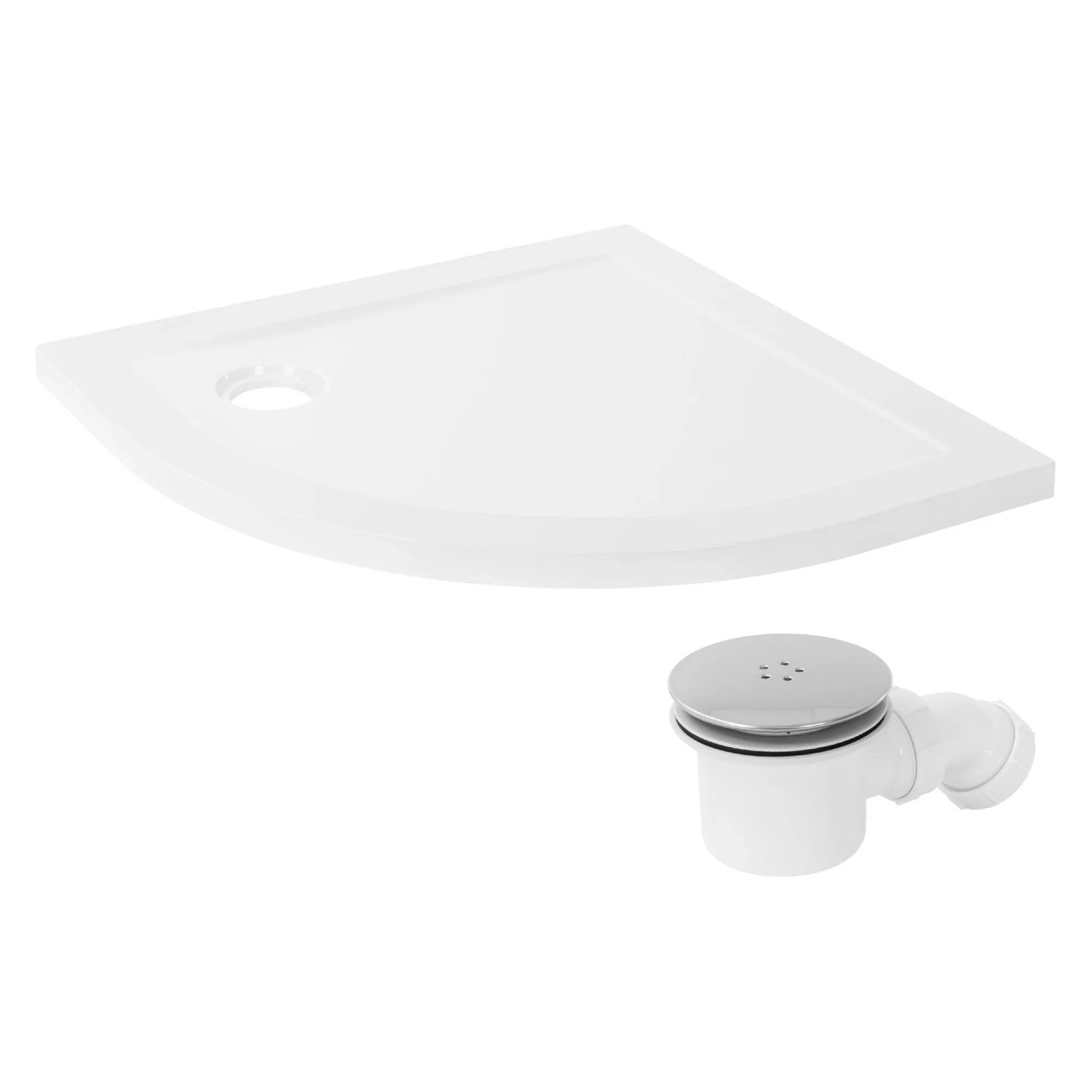 LuxeBath Duschwanne 80x80 cm mit Ablaufgarnitur Rund Weiß Duschtasse Komplett Set mit Siphon