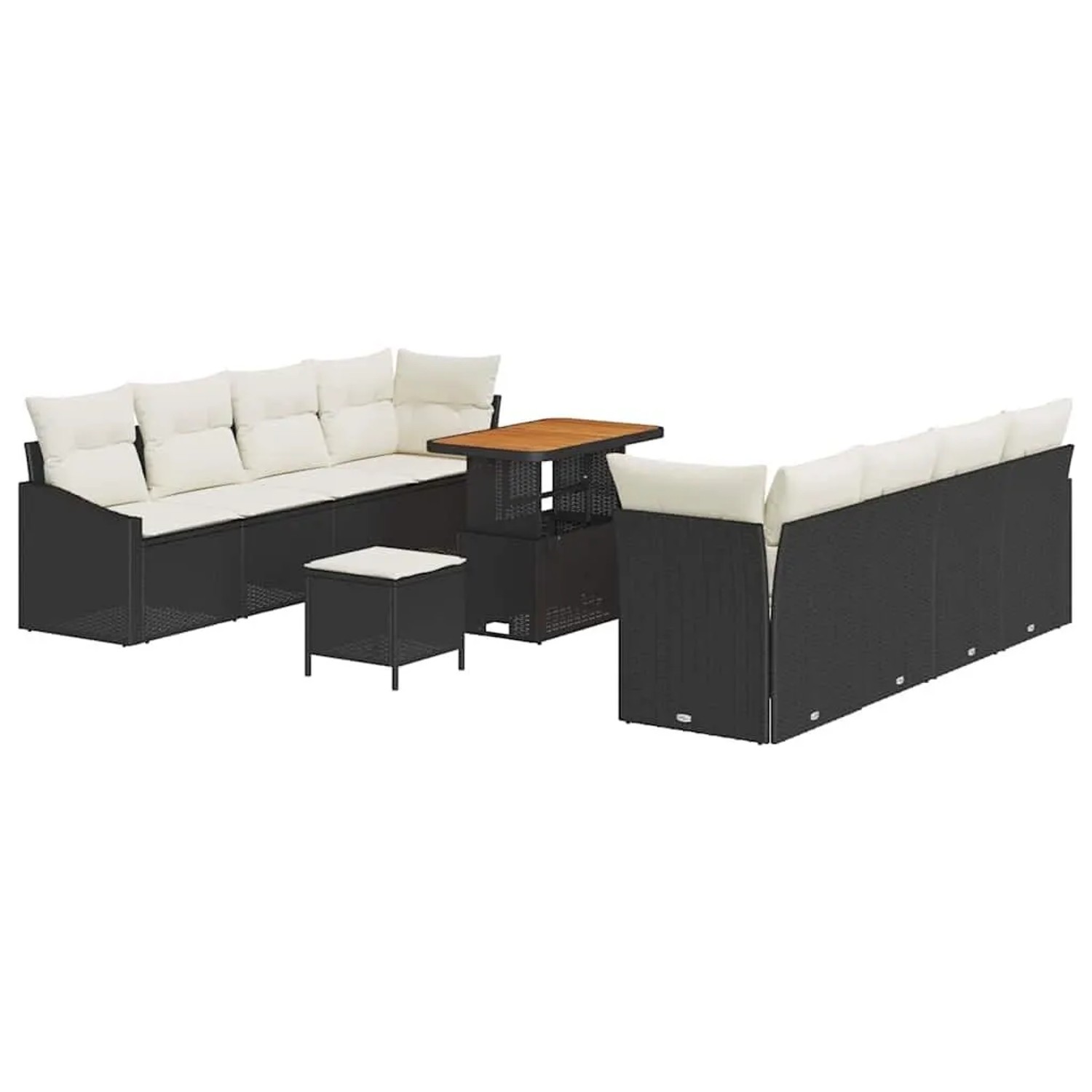 vidaXL Garten-Sofa-Set mit Kissen 11-Tlg Schwarz und Creme 3364580