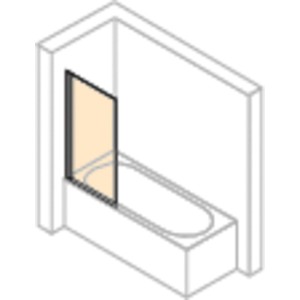 Hüppe Badewannenabtrennung Design Pure, 1-teilig, silber matt, auf Badewanne montiert.