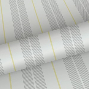 Gestreifte Vliestapete Grau und Gelb von Sanders & Sanders auf Rolle, 53 cm breit. Dekorative Wandgestaltung.
