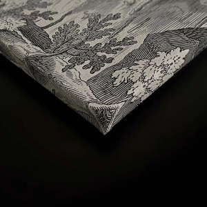 Detailaufnahme: Bricoflor Leinwandbild Märchenwald in Grau-Blau, Vintage Wandbild für Wohnzimmer.