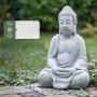Relaxdays Buddha Figur Polyresin Hellgrau Wetterfest 71 cm x 49 cm x 34 cm_5