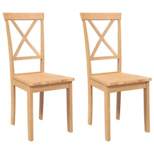 vidaXL Esszimmerstühle 2 Stk Massivholz Gummibaum 4102404