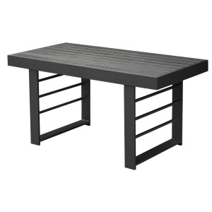 Grauer MeXo Gartentisch mit WPC-Tischplatte und Aluminiumgestell für den Outdoor-Bereich.