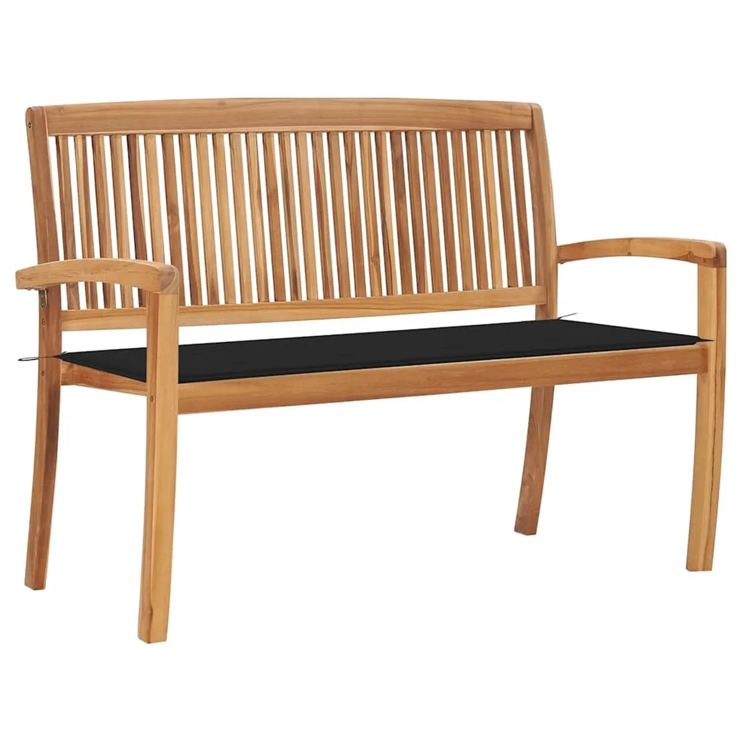 vidaXL Stapelbare Gartenbank mit Auflage 128,5 cm Massivholz Teak 3063286
