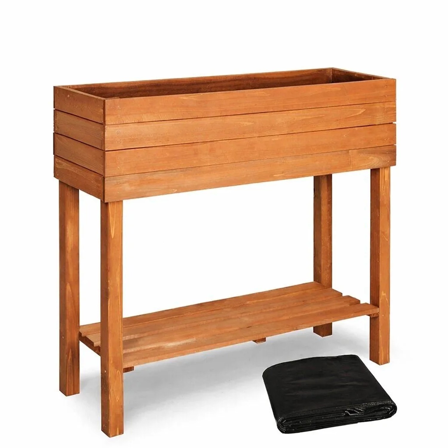 TTL GARDEN Hochbeet Pflanzkasten S 80×30×80 cm – Balkon Hochbeet Aus Tannenholz Braun Mit Ablagefach