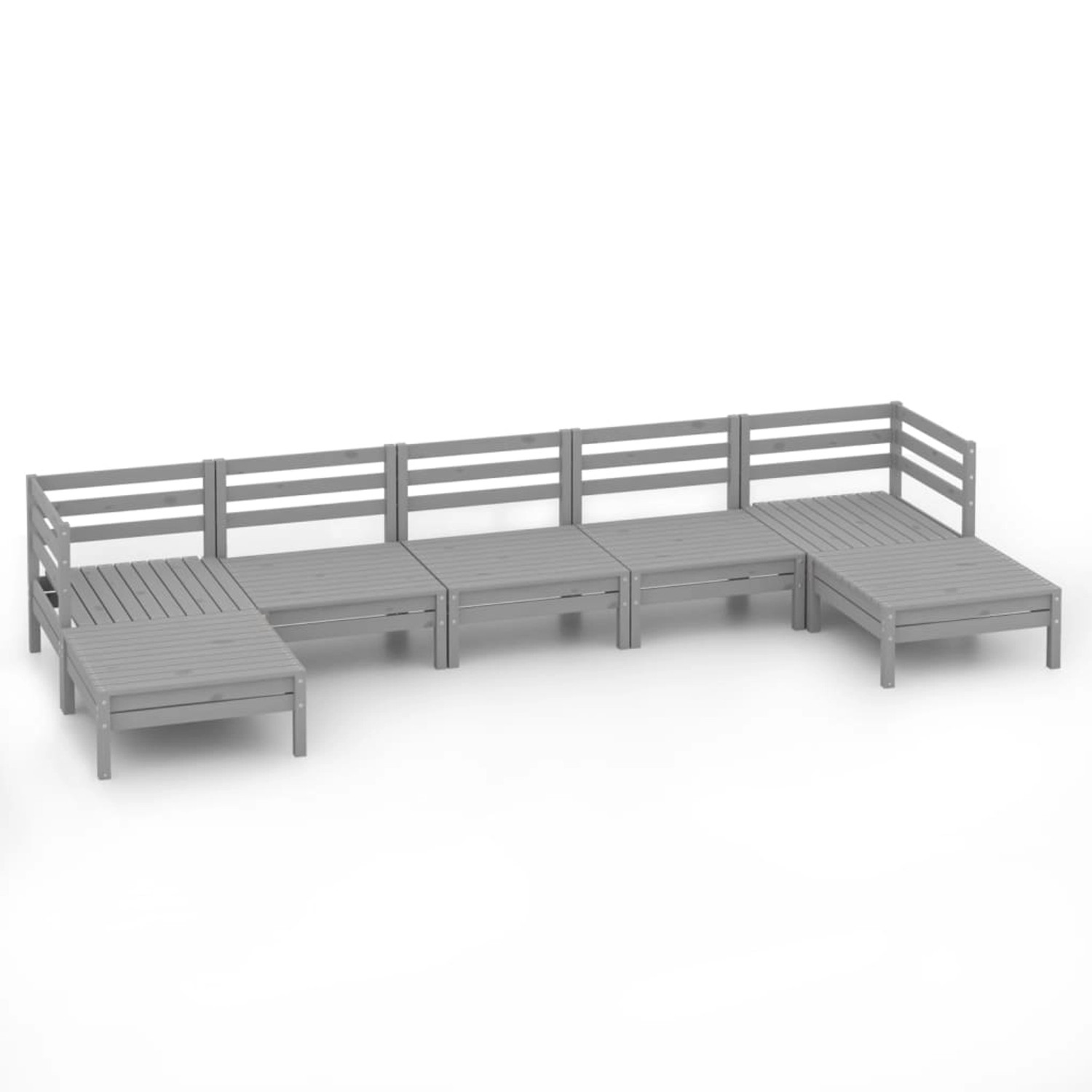 7-tlg. Garten-lounge-set Grau Massivholz Kiefer günstig online kaufen