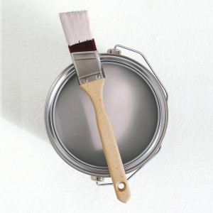 Farbe Rosa mit Lila-Touch: V&CO Innenfarbe Dead Flat Matt mit Pinsel auf Dose.