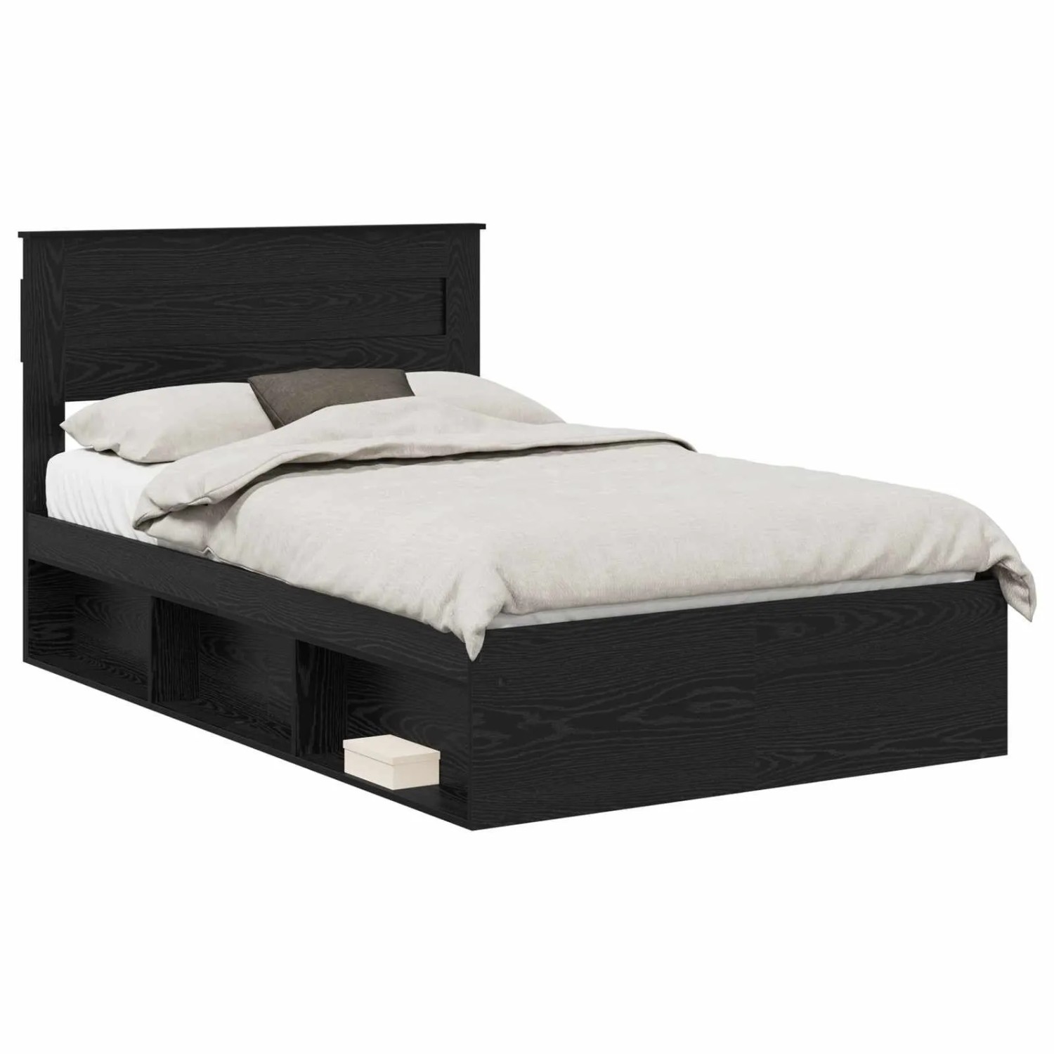 vidaXL Bettrahmen Schwarz 135 x 190 cm Massives Kiefernholz 3409768