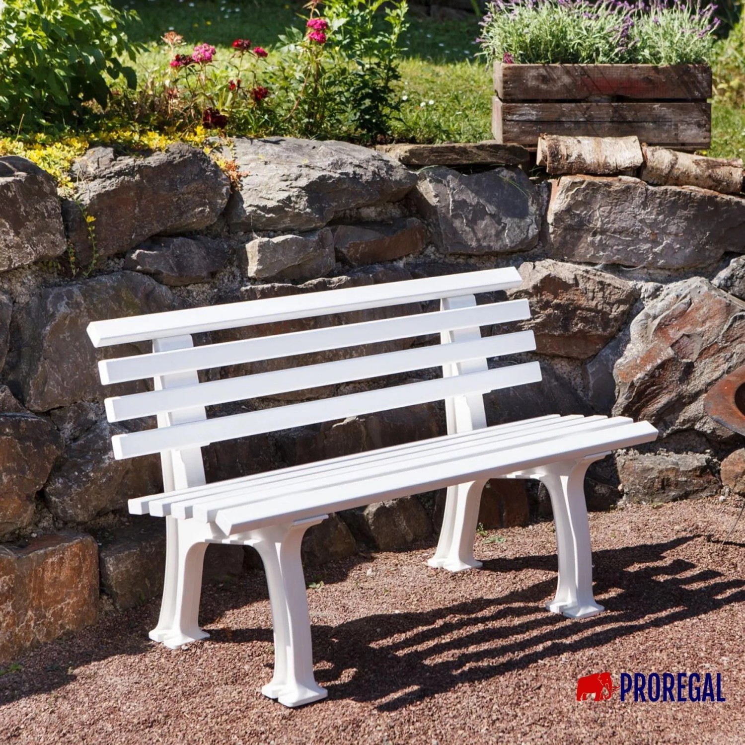 PROREGAL Parkbank Antigua Kunststoff Weiß 120 x 54 x 74 cm 2 Sitzer Outdoor kaufen bei OBI