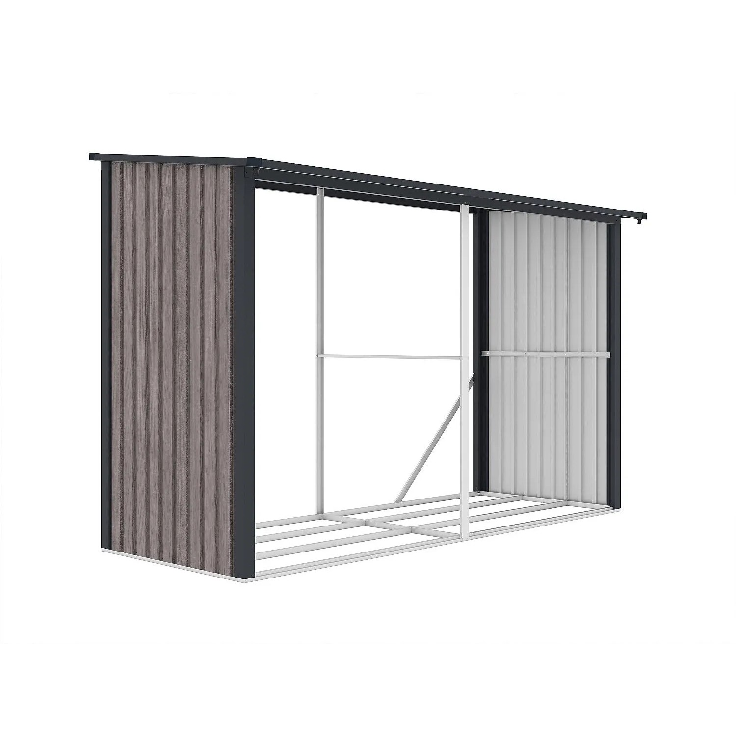 Vente-unique Kaminholzregal Varwood Anthrazitgrau  Naturfarben Dunkel 290 cm