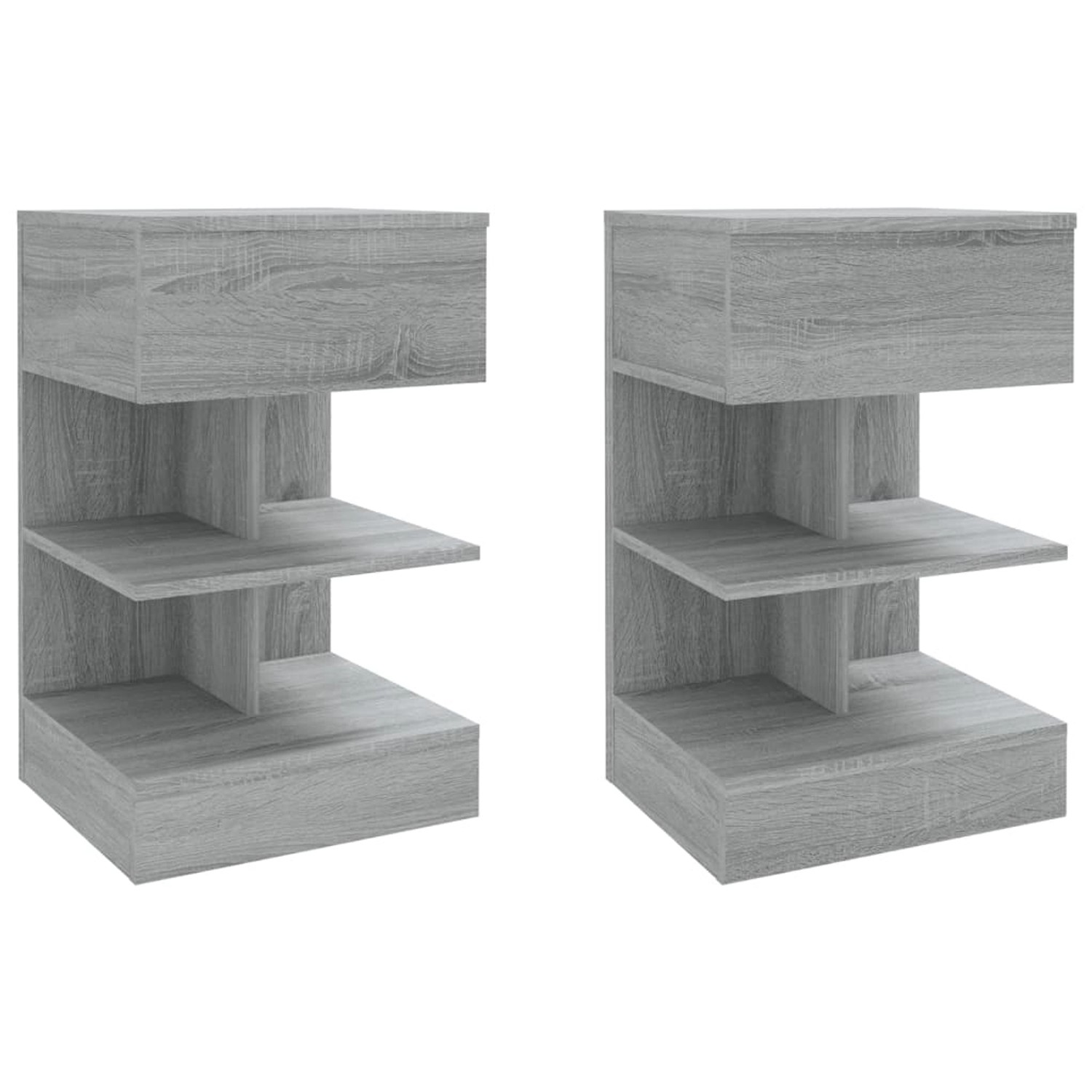 vidaXL Nachttische 2 Stk, Grau Sonoma 40x35x65 cm Holzwerkstoff 816044