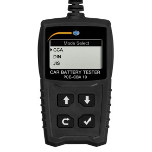 PCE Instruments KFZ Batterietester CBA 10, ein digitales Messgerät zur Autobatterieprüfung.