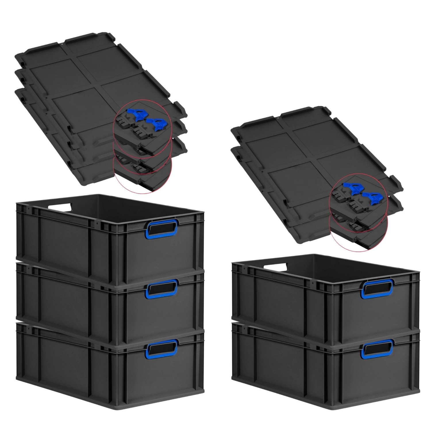 PROREGAL SuperSparSet 5x Eurobox Nextgen Color Mit Scharnierdeckel HxBxT 22 günstig online kaufen