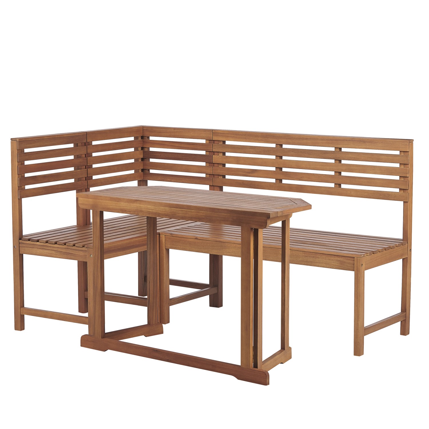 Beliani Bistro Set TREIA Heller Holzfarbton 100 x160 x92