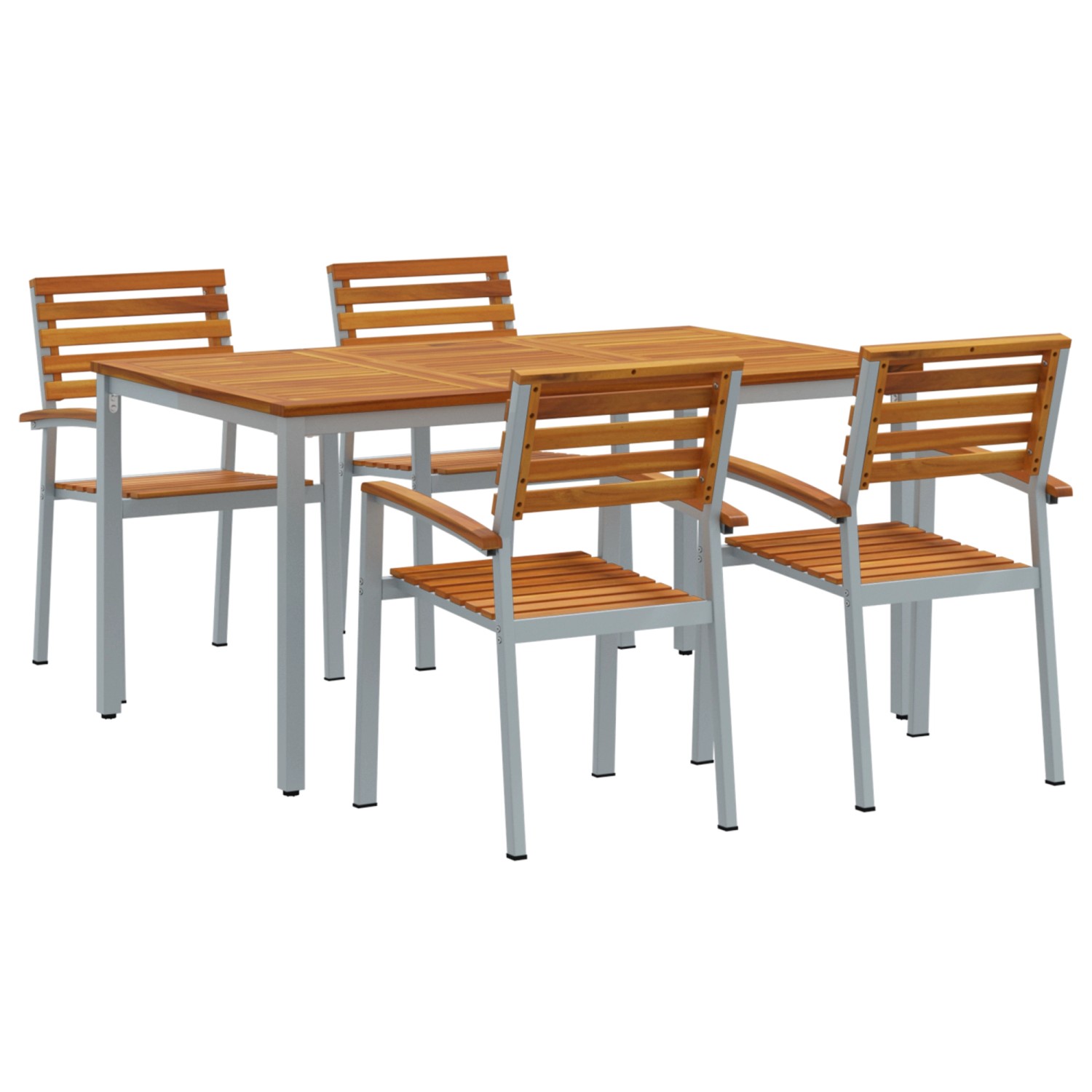 vidaXL 5-Teiliges Garten-Esszimmer-Set aus Massivem Akazienholz und Metall günstig online kaufen